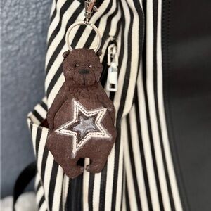Handmade Teddy Bear Keychain – 4.5" Mini Plush Charm – Bag Charm